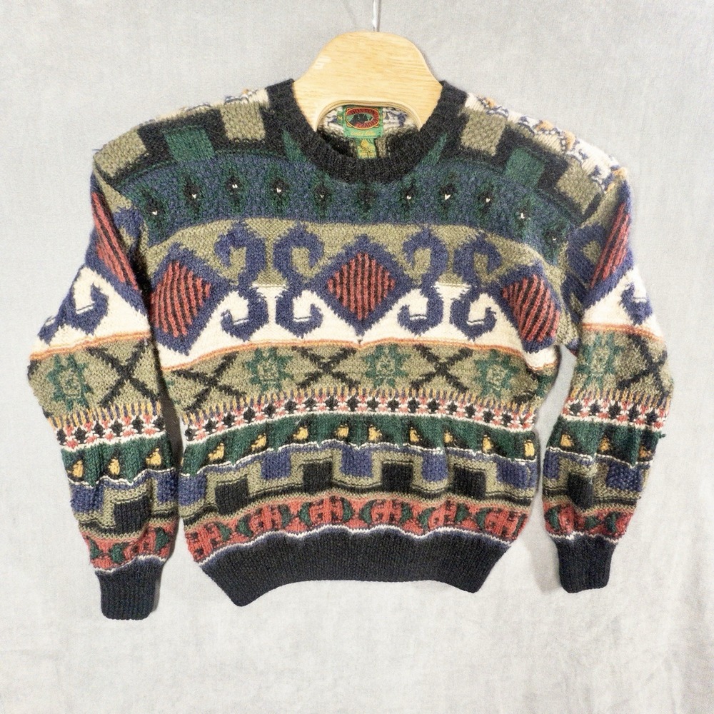 Vtg Boston Traders Wool Knit‎ Geometric Sweater Mens Medium